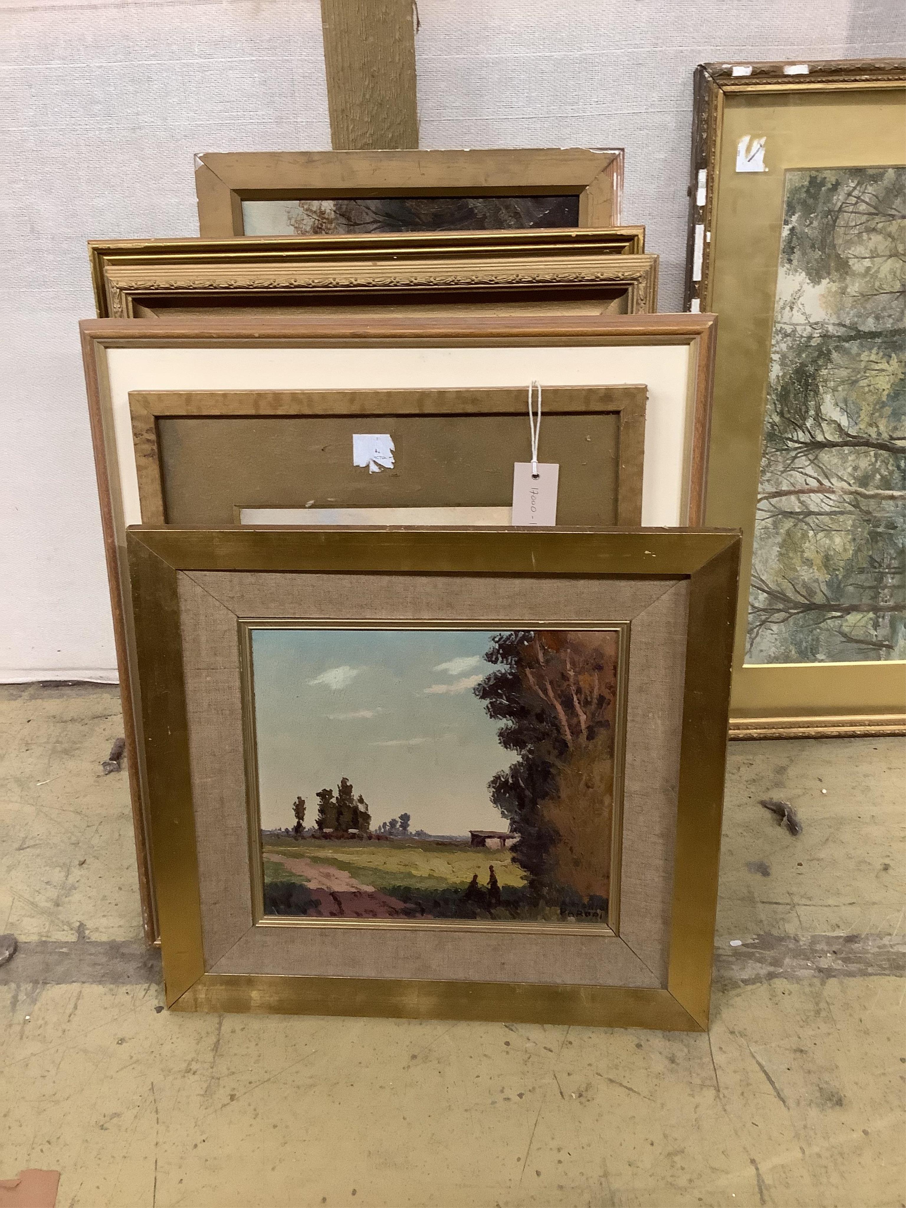 A quantity of watercolours, oils and prints. Condition - fair